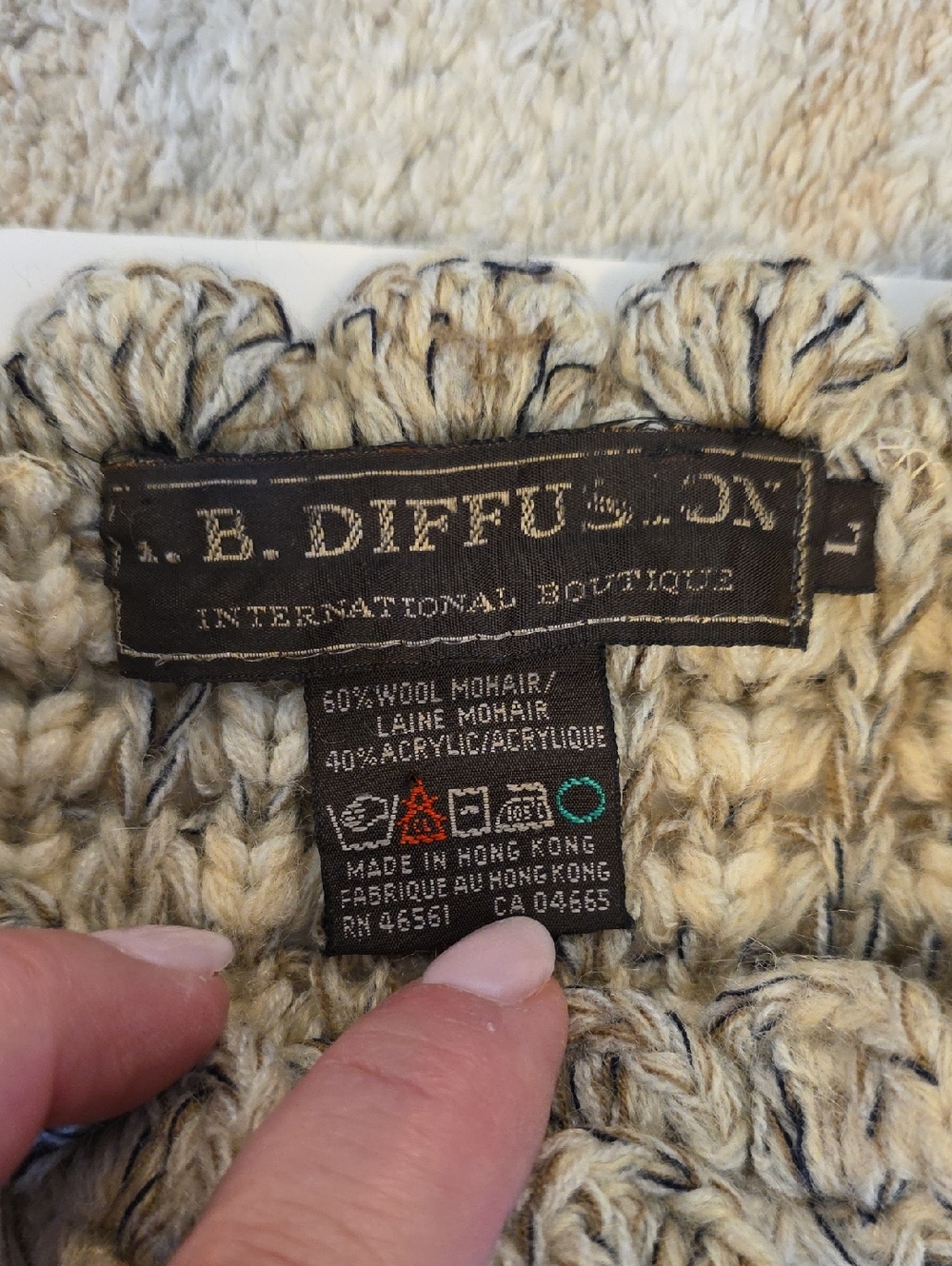 Vtg I.B. Diffusion Boucle Chunky Wool Blend Cardigan Tuxedo Style Womens M - Picture 3 of 7